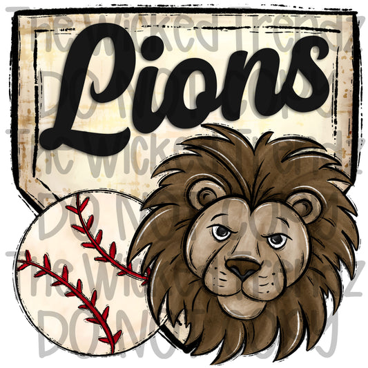 Lions Mascot Baseball Team Digital Design