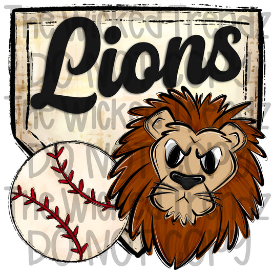Lions Mascot Baseball Team Digital Design