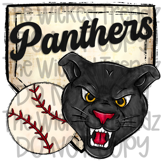 Panthers Mascot Baseball Team Digital Design
