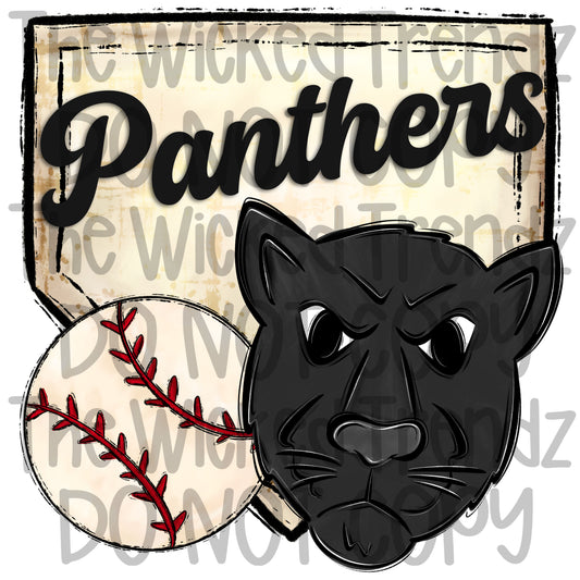 Panthers Mascot Baseball Team Digital Design