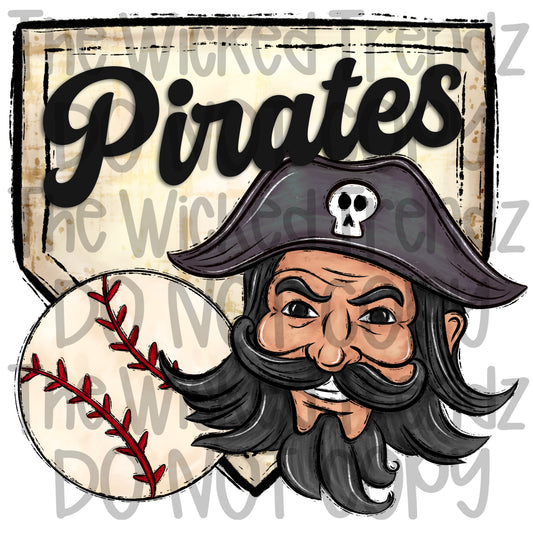 Pirates Mascot Baseball Team Digital Design