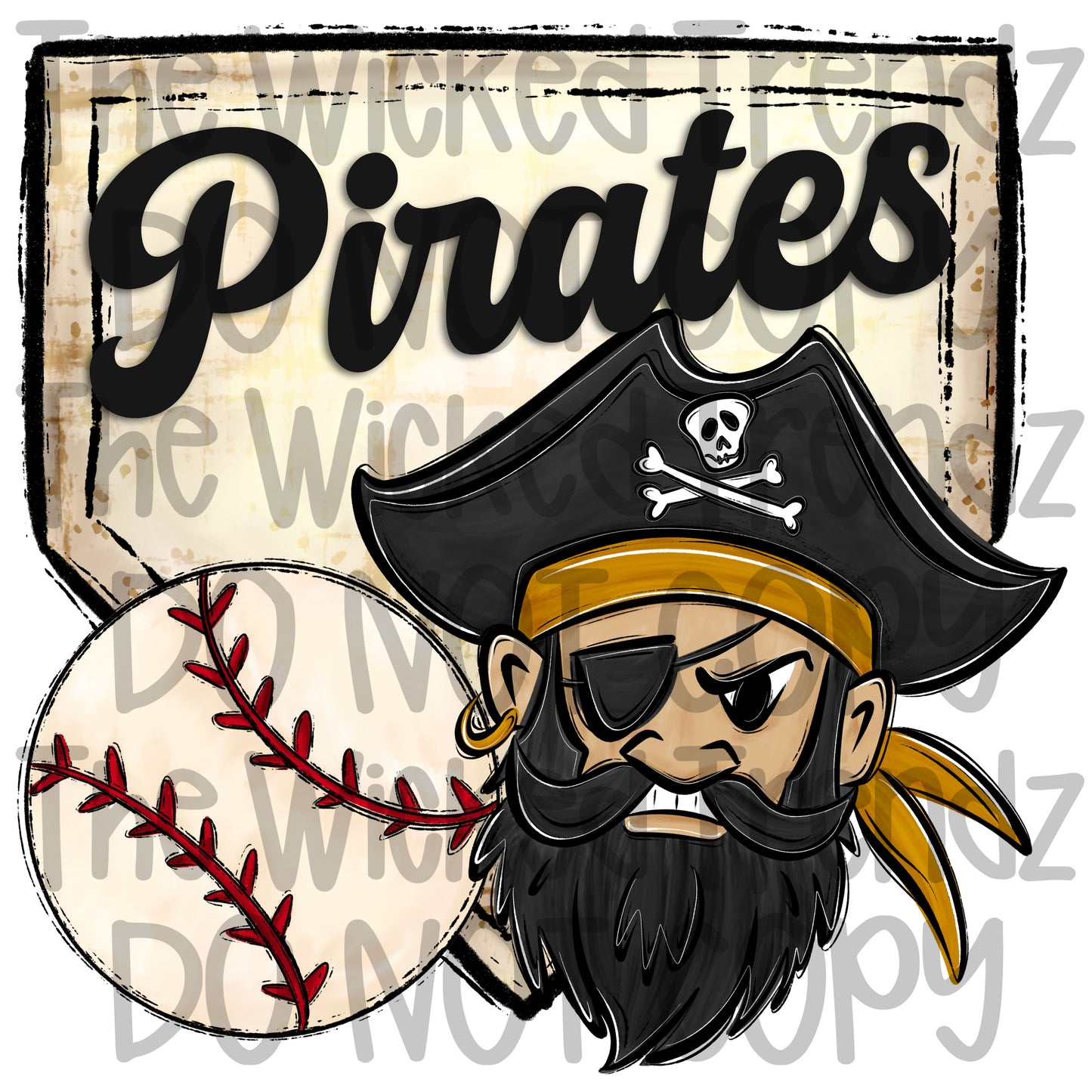 Pirates Mascot Baseball Team Digital Design