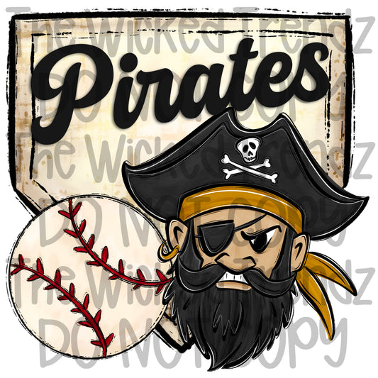 Pirates Mascot Baseball Team Digital Design