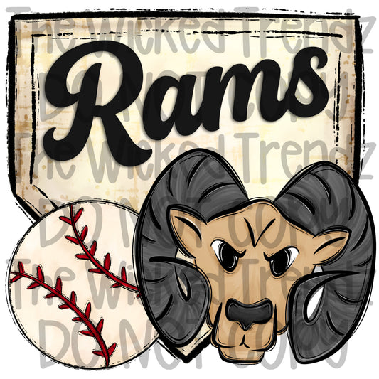 Rams Mascot Baseball Team Digital Design