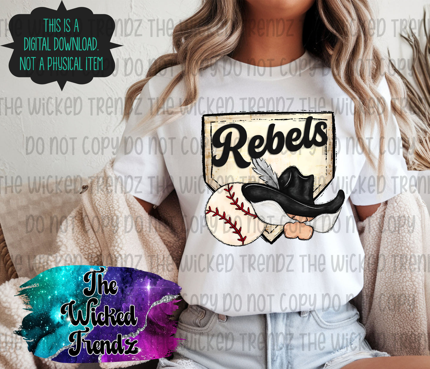 Rebels Mascot Baseball Team Digital Design