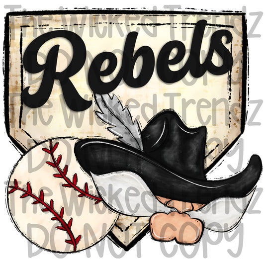 Rebels Mascot Baseball Team Digital Design