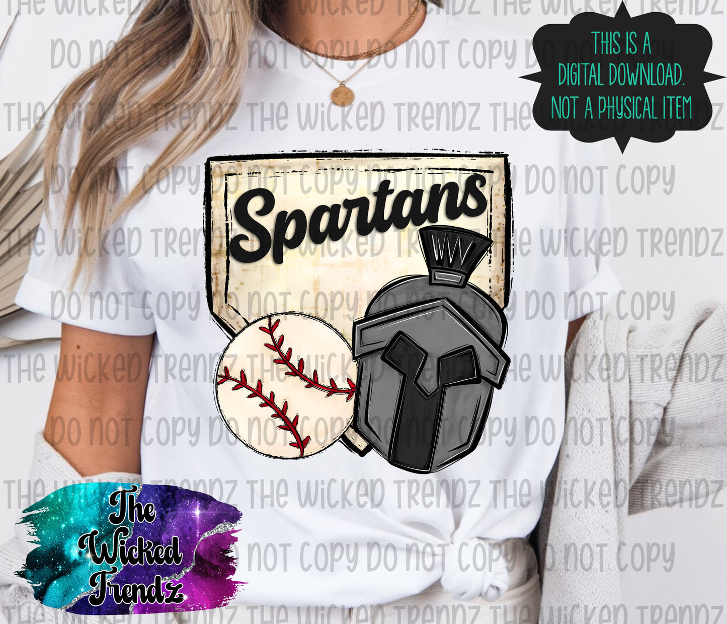 Spartans Mascot Baseball Team Digital Design
