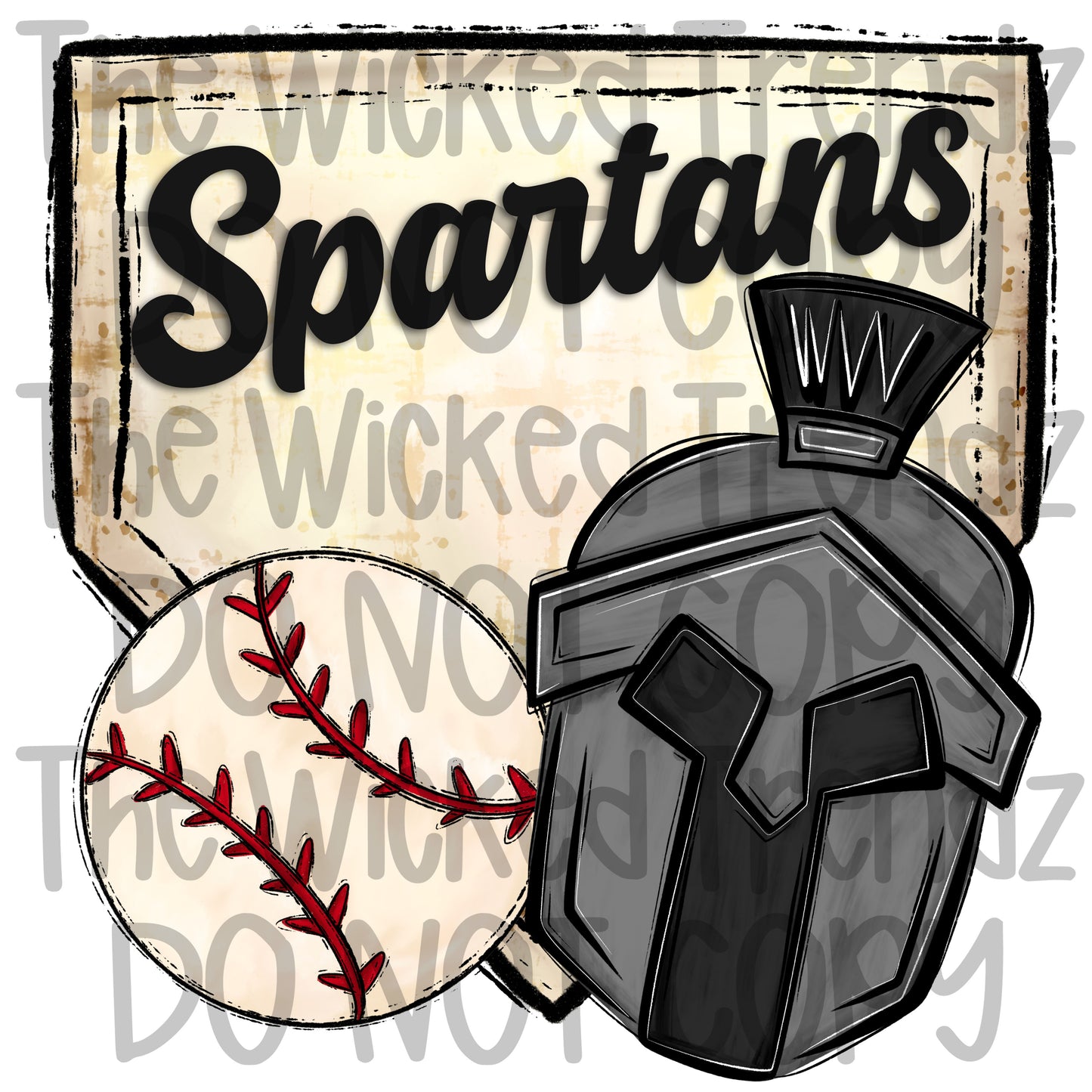 Spartans Mascot Baseball Team Digital Design