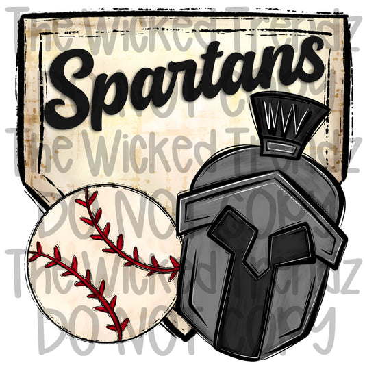 Spartans Mascot Baseball Team Digital Design