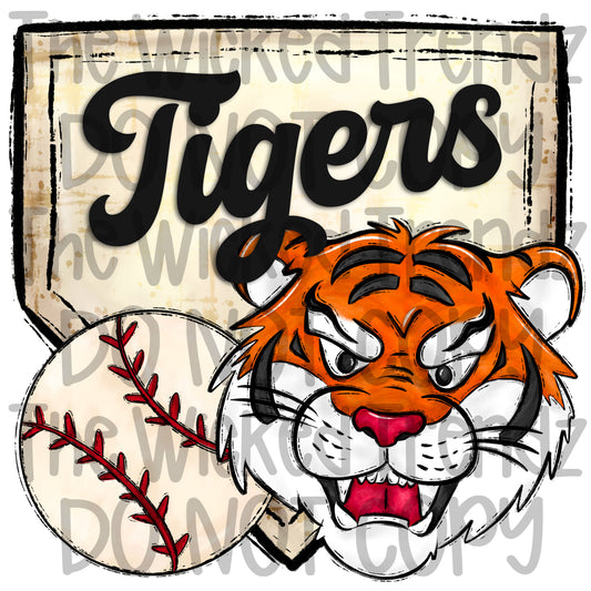 Tigers Mascot Baseball Team Digital Design