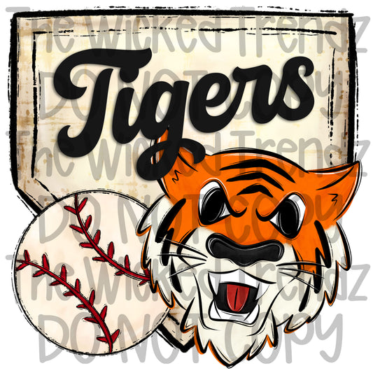 Tigers Mascot Baseball Team Digital Design