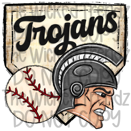 Trojans Mascot Baseball Team Digital Design