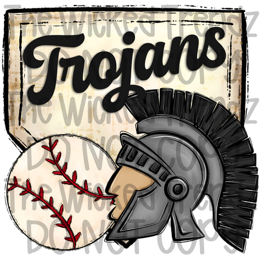 Trojans Mascot Baseball Team Digital Design