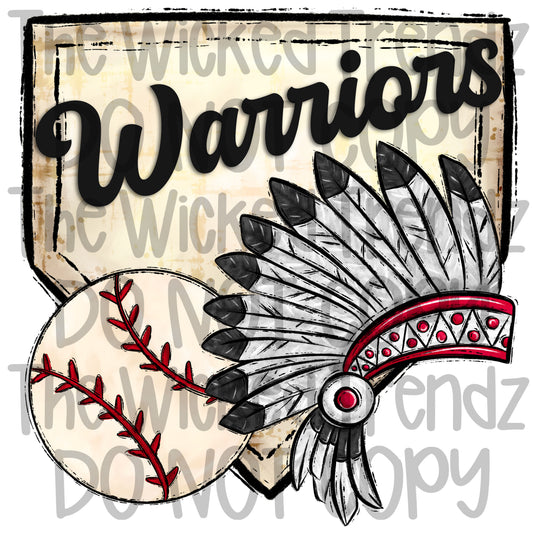 Warriors Mascot Baseball Team Digital Design