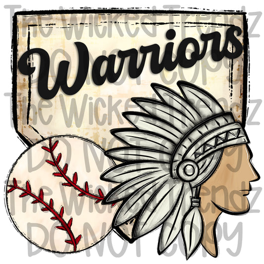 Warriors Mascot Baseball Team Digital Design