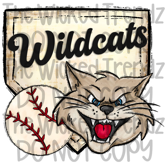 Wildcats Mascot Baseball Team Digital Design