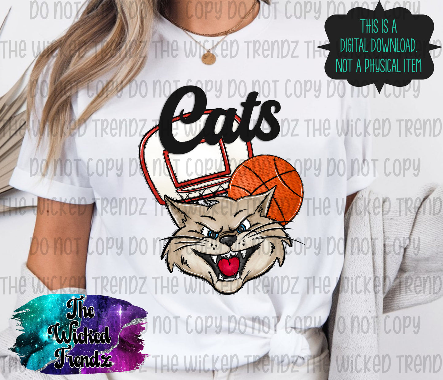 Cats Basketball Mascot Digital Design
