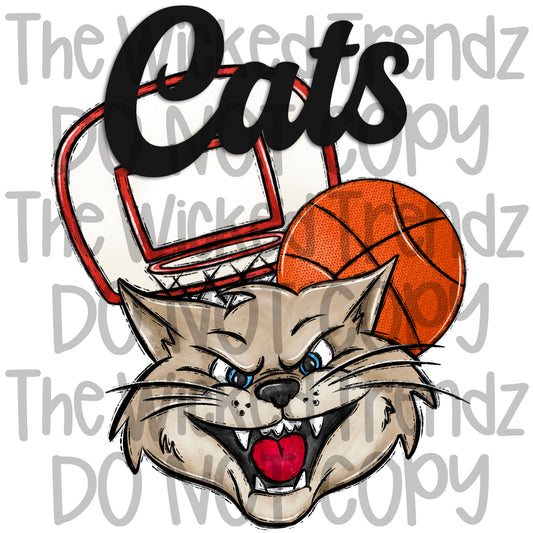 Cats Basketball Mascot Digital Design