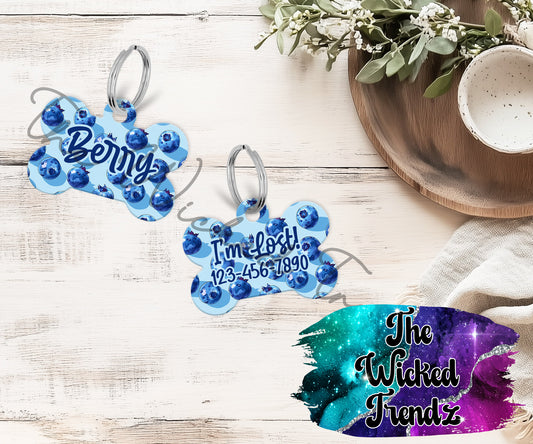 Blueberry Fruit Cute New Dog Puppy Pet ID Dog Tag Personalized Custom Dog Name Phone Number