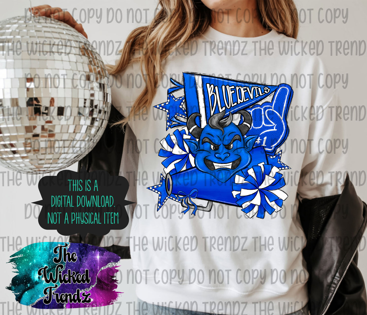 Blue Devils Cheer Cheerleading Mascot Digital Design