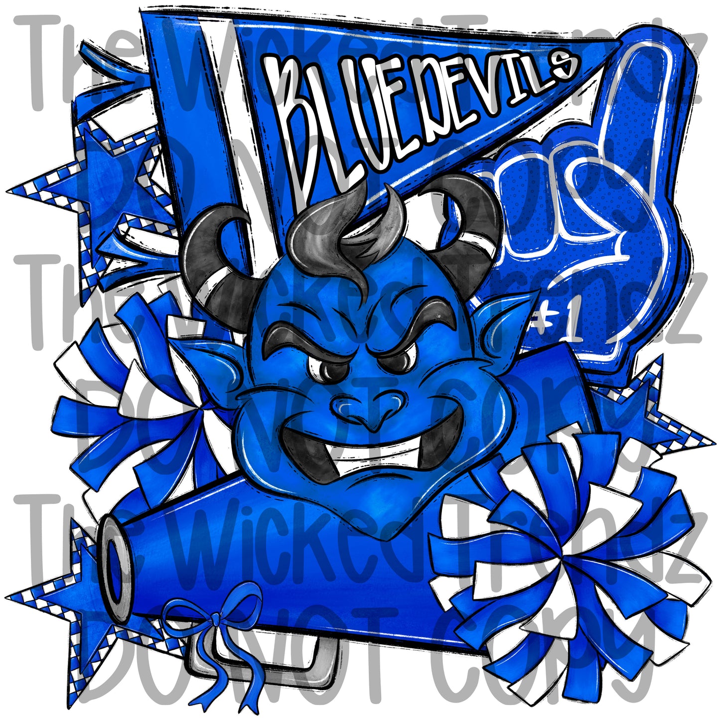 Blue Devils Cheer Cheerleading Mascot Digital Design