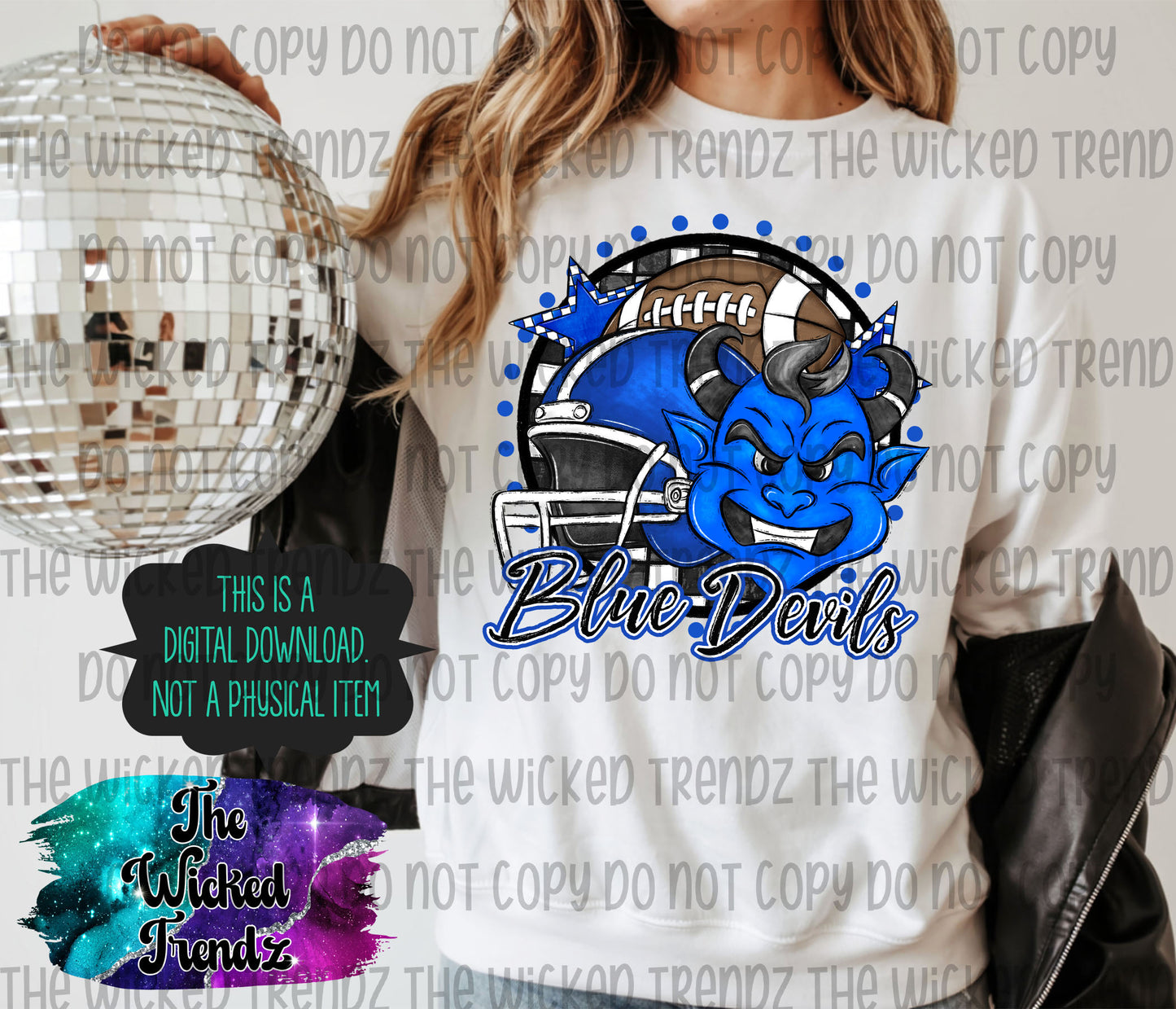 Blue Devils Football Mascot Digital Design