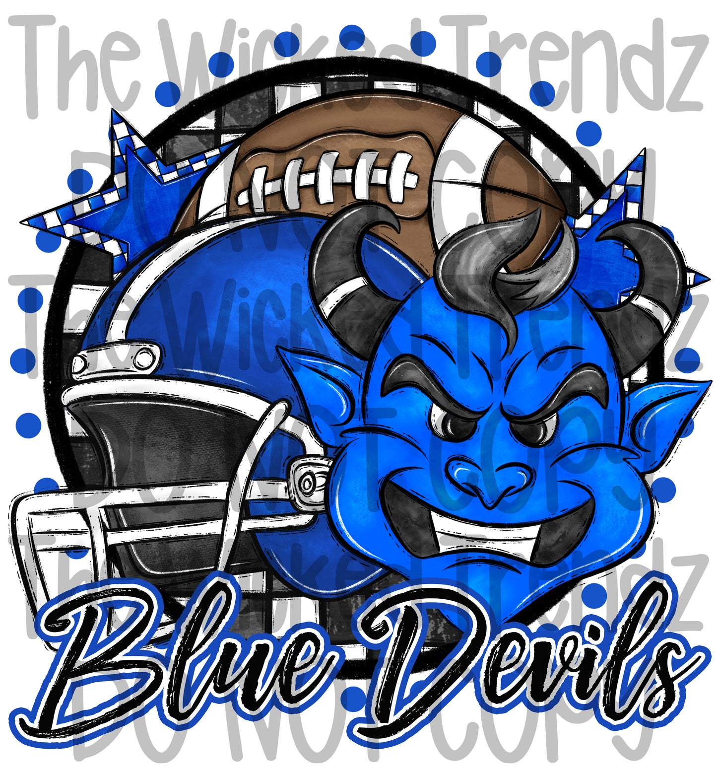 Blue Devils Football Mascot Digital Design