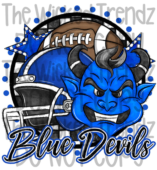 Blue Devils Football Mascot Digital Design