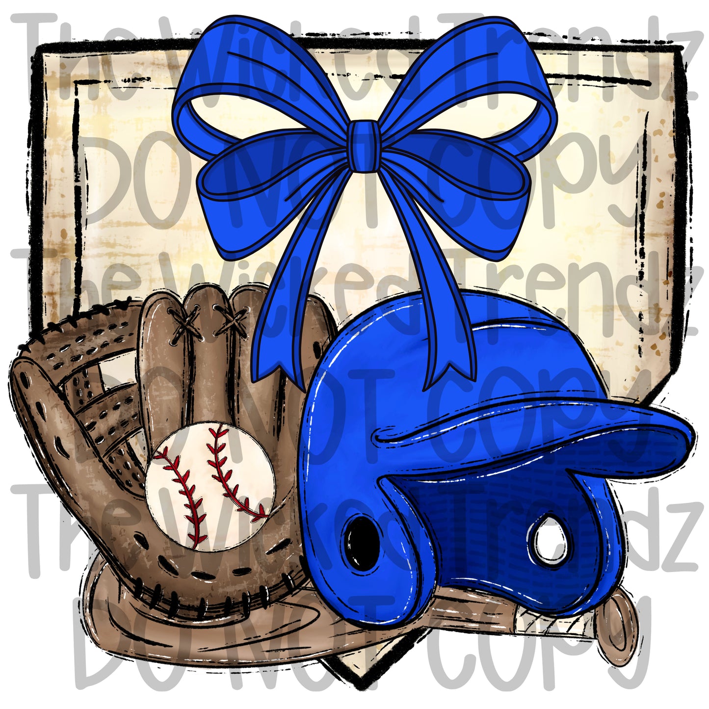 Blue Bow Baseball Team Baseball Mom Digital Design