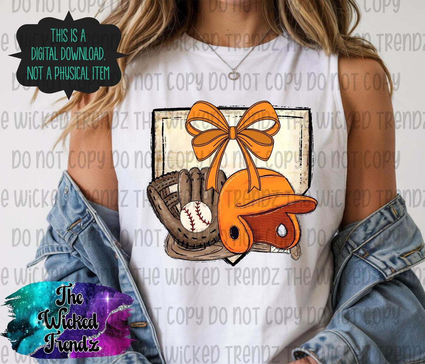 Orange Bow Baseball Team Baseball Mom Digital Design