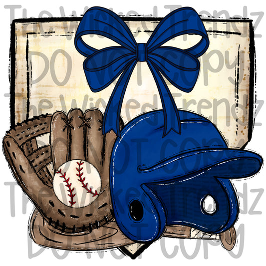 Navy Blue Bow Baseball Team Baseball Mom Digital Design