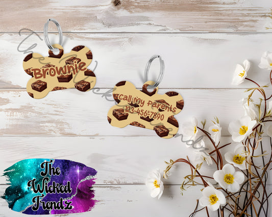 Brownie Desert Cute New Dog Puppy Pet ID Dog Tag Personalized Custom Dog Name Phone Number