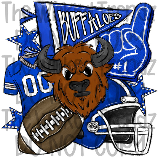 Buffaloes Blue Football Mascot Digital Design