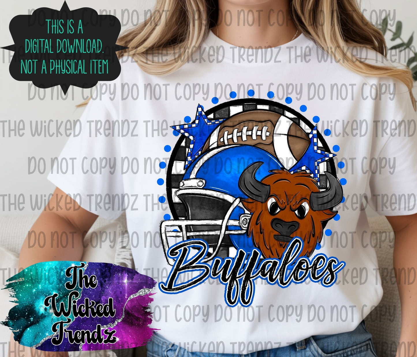 Buffaloes Blue Football Mascot Digital Design