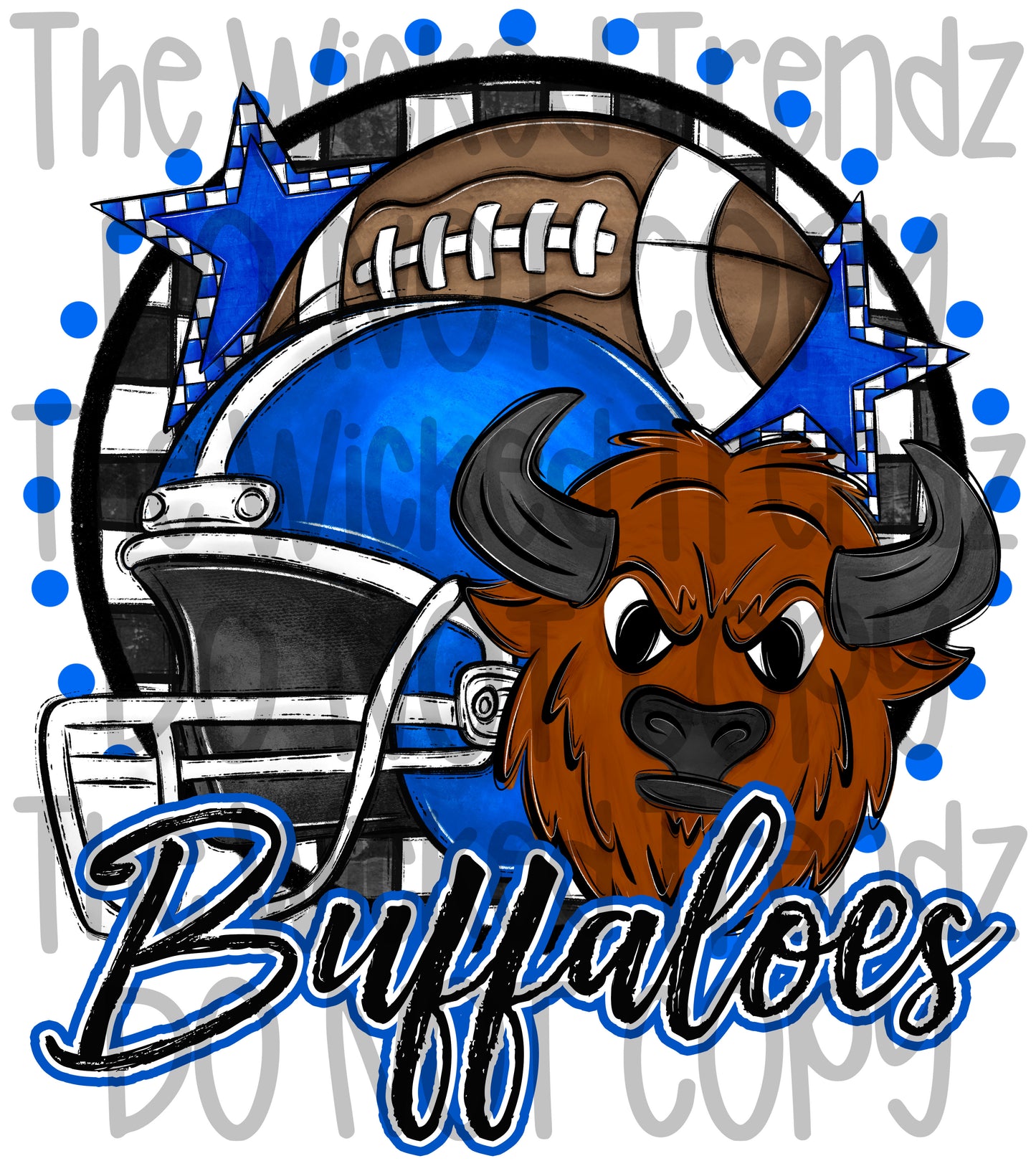 Buffaloes Blue Football Mascot Digital Design
