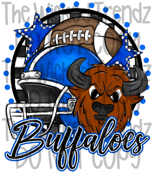 Buffaloes Blue Football Mascot Digital Design
