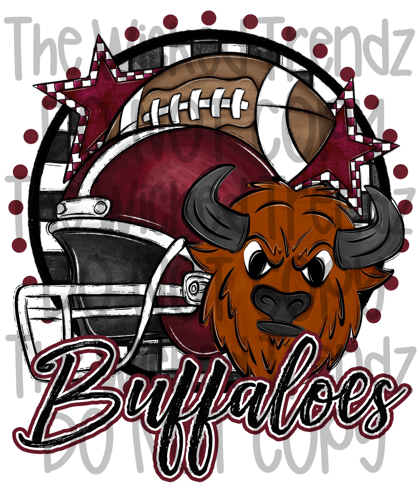 Buffaloes Maroon Football Mascot Digital Design