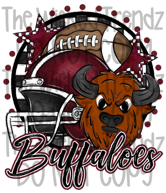 Buffaloes Maroon Football Mascot Digital Design