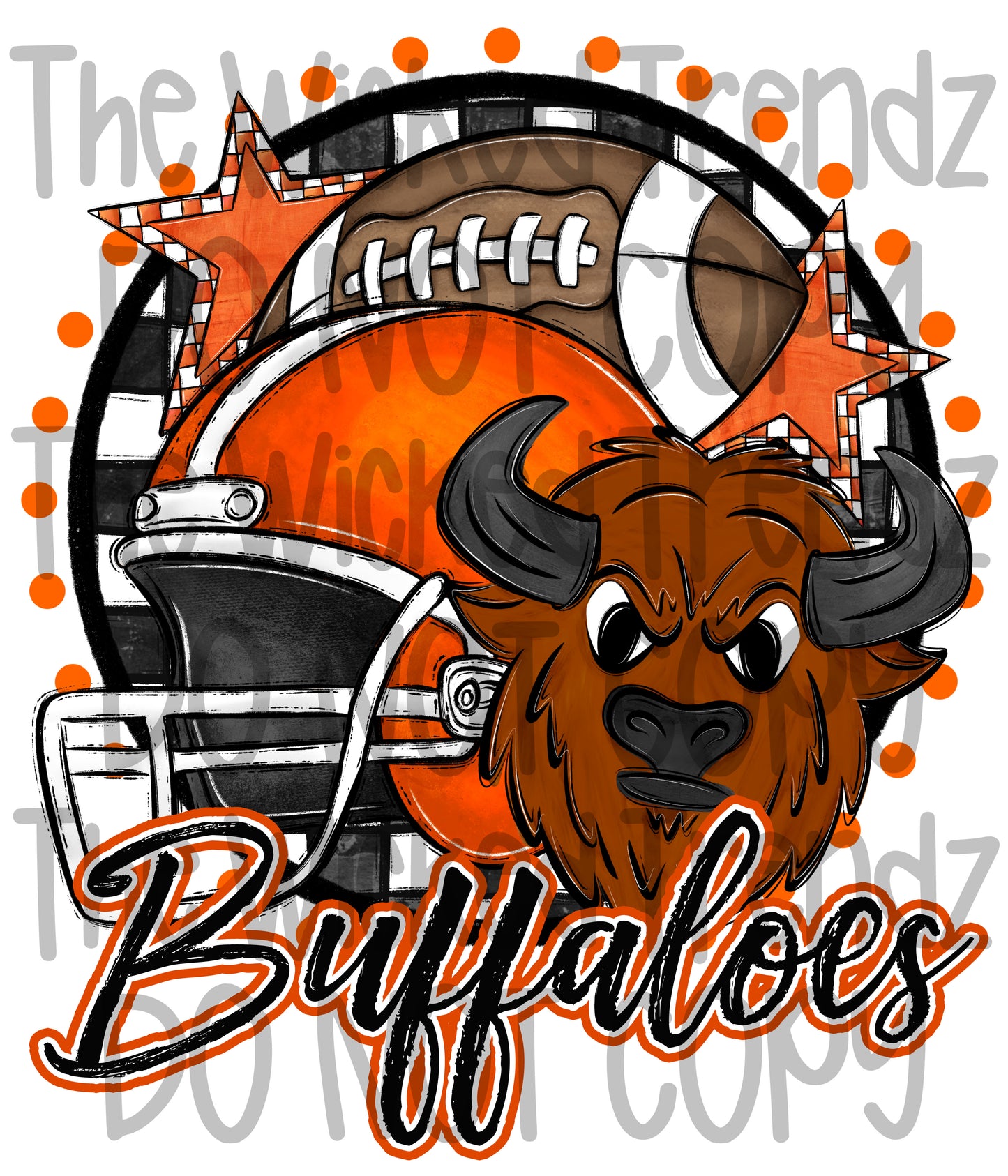 Buffaloes Orange Football Mascot Digital Design