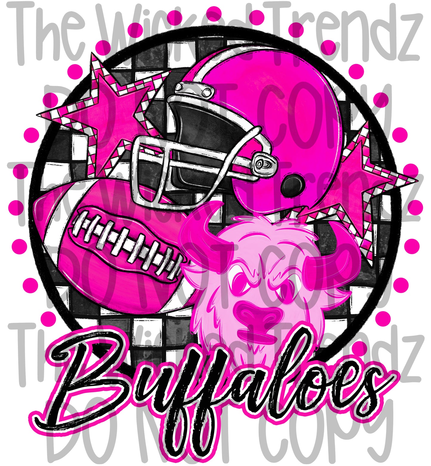 Buffaloes Pink Out Football Cheer Mascot Digital Design October Awareness