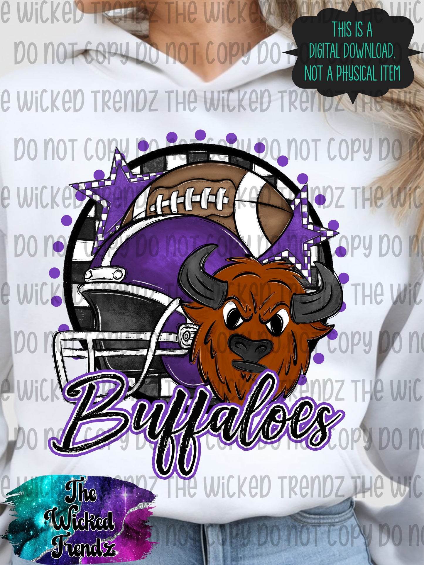 Buffaloes Purple Football Mascot Digital Design