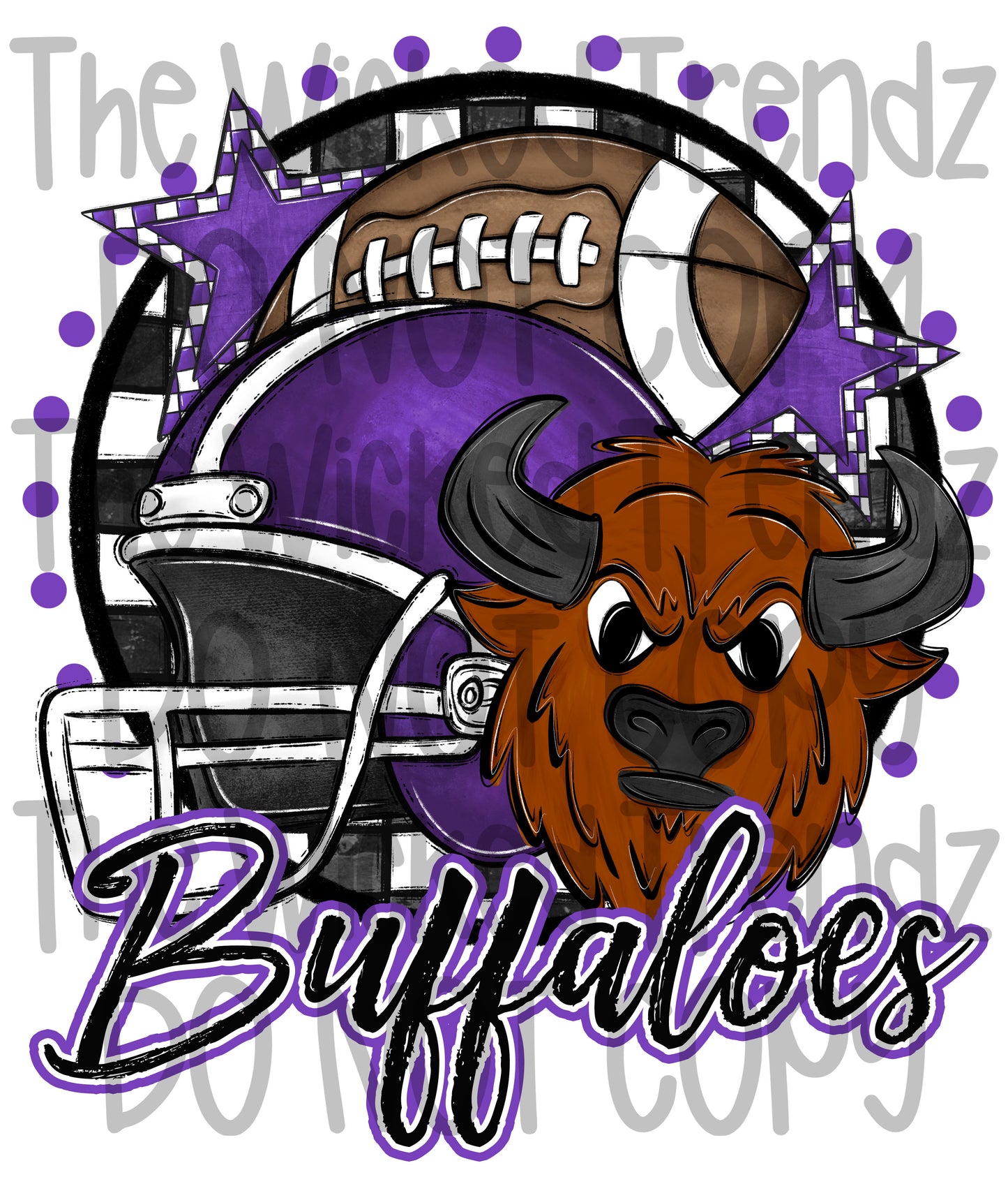 Buffaloes Purple Football Mascot Digital Design
