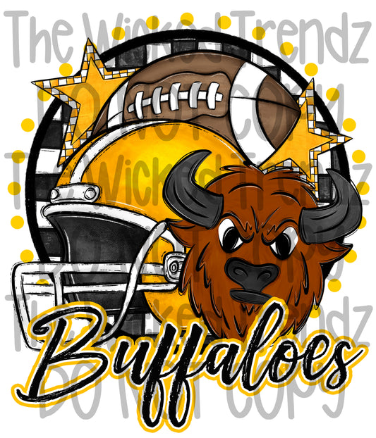 Buffaloes Yellow Football Mascot Digital Design