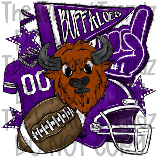 Buffaloes Purple Football Mascot Digital Design