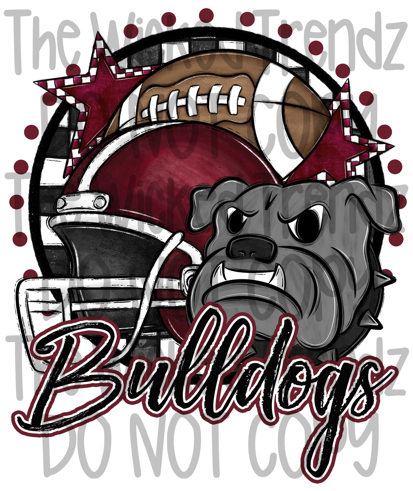 Maroon Bulldogs Football Mascot Digital Design
