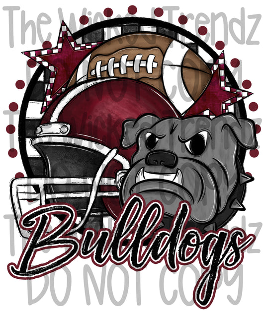 Maroon Bulldogs Football Mascot Digital Design