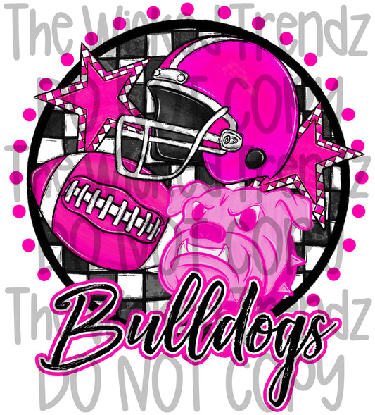 Bulldogs Pink Out Football Cheer Mascot Digital Design October Awareness