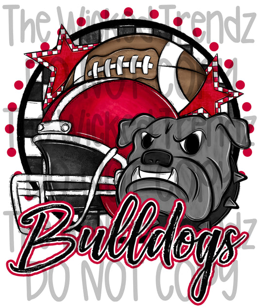 Red Bulldogs Football Mascot Digital Design