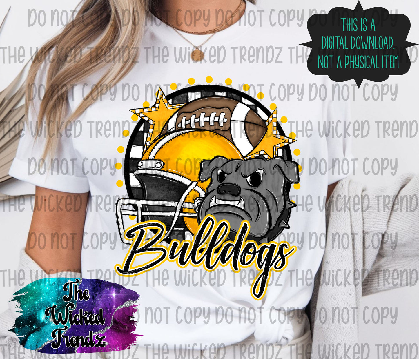 Yellow Bulldogs Football Mascot Digital Design