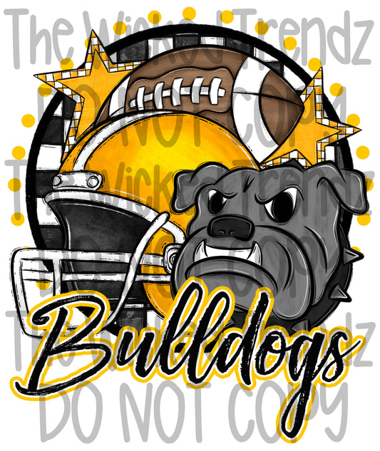 Yellow Bulldogs Football Mascot Digital Design